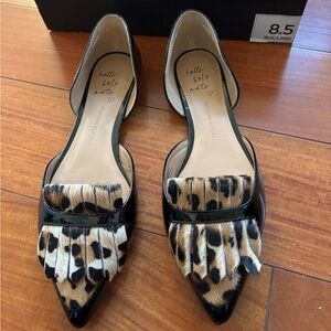 Banana Republic Aiden D’orsay Black Points Leopard Kiltie Tassel Flats SZ 8.5